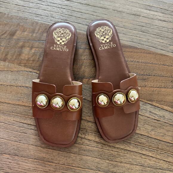 Vince Camuto Shoes - Vince Camuto Neima Leather Slide Sandal - Size 6